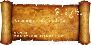 Hatvanger Árpád névjegykártya