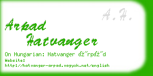 arpad hatvanger business card